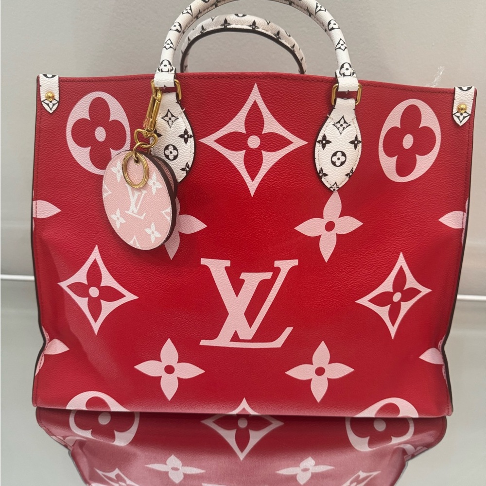 Louis Vuitton Red and Pink Tote Bag